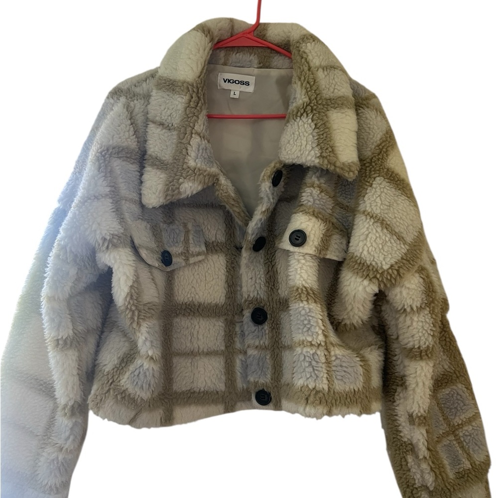 Vigoss Cream and Tan Teddy Jacket